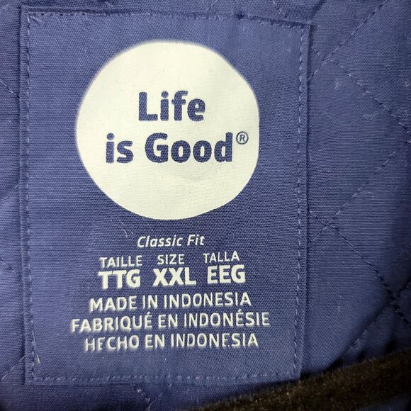 Life Is Good Mens Dark Blue XXL Quarter-Zip Microfleece Pullover Classic Fit New - Picture 2 of 11
